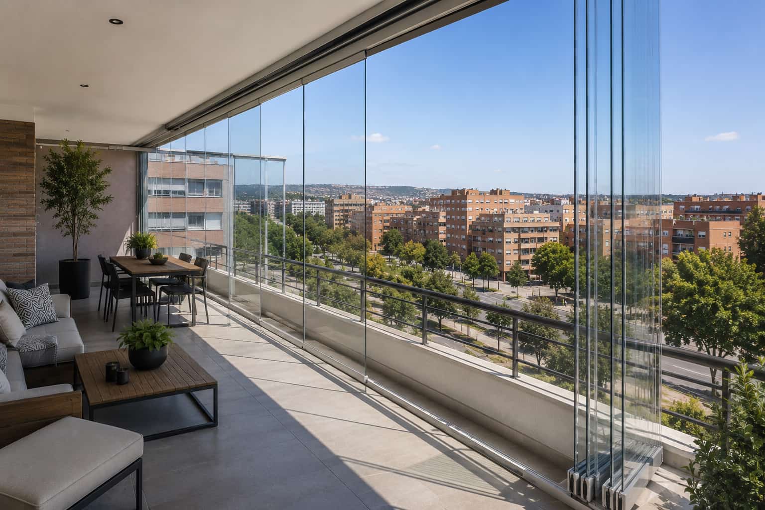 Terraza con cortinas de cristal Supraglass